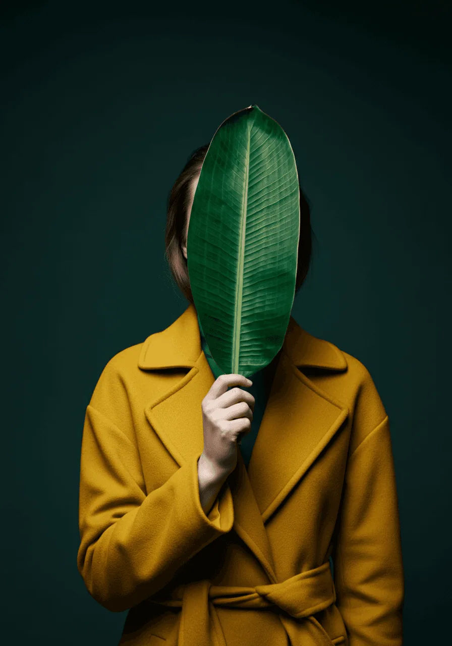 Woman portrait with leaf